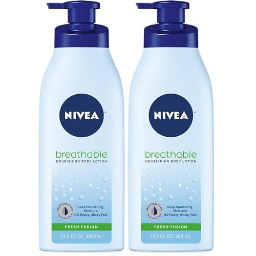NIVEA Breathable Nourishing Body Lotion Fresh Fusion,Body Lotion for Dry Skin,13.5 Fl Oz Pump Bottle,(Pack of 2)