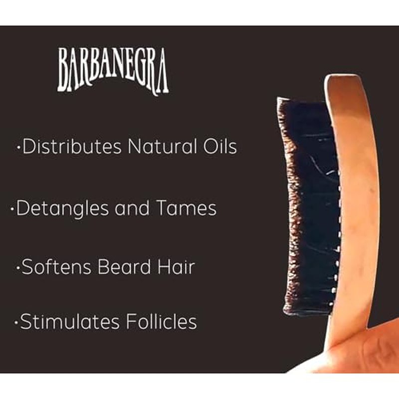 Barbanegra's Beard Styling Brush with Ergonomic Design. Long-lasting made from Eco-Friendly Bamboo with Natural Boar Bristles Beard & Mustache Brush for Men.