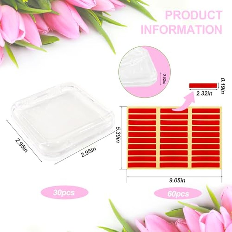 30pcs Press On Nail Packaging Box£¬Press On Nail Storage Box Set With 60pcs Of Double-Sided Adhesive Tape£¬Suitable For Nail Storage And Nail Art Display (Clear)