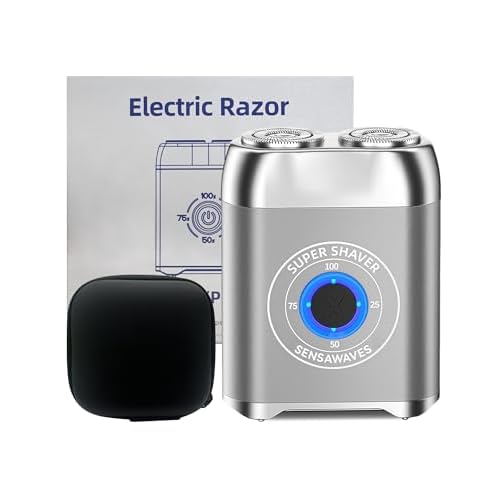 Mini Electric Shaver for Men, Alloy Portable Shaver for Face & Beard, IPX7 Waterproof Rechargeable Travel Razor with Detachable Head, Cordless Wet/Dry Shaving, Easy Cleaning