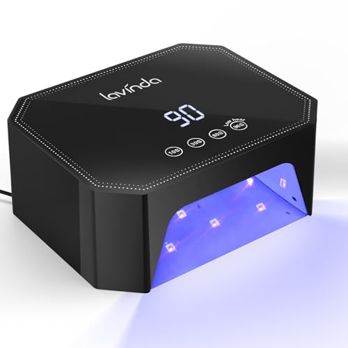 Lavinda 54W UV LED Nail Lamp ? Plug-in Gel Nail Light with LCD Display, 4 Timers, Auto Sensor, Dual Wavelength, Nail Dryer for Home & Salon ? Black