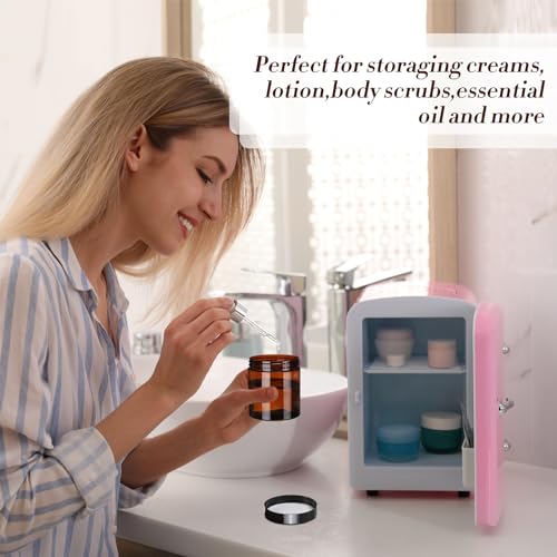 Tanlade 24 Pcs 16 oz Amber Plastic Jars with Lids Round Cosmetic Containers Leak Proof Refillable Empty Containers for Creams Lotion Body Butter Oil Ointments Powders Beauty Products Travel Storage