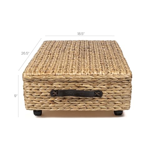 Happimess Chett Underbed Storage Bin Wheels 26 Inches Natural Bohemian Style
