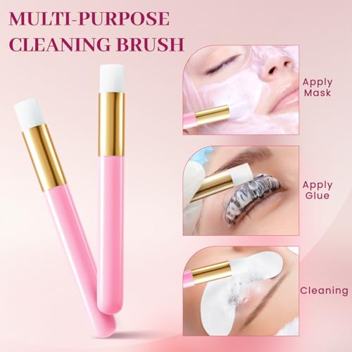 Buqikma Lash Shampoo Kit - Lash Cleaning for Eyelash Extension, 60Ml/2.11fl.Oz Eyelash with Lash Shampoo Brushes Gentle Lash Extension Cleanser for Professional Salon Use and Home Use (2 Pcs)