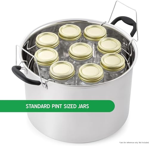 21.5 Qt Stainless Steel Water Bath Canner with Glass Lid & Induction Compatibility - Includes Jar Rack - Durable & Versatile