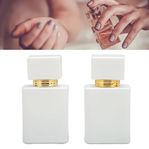Perfume Atomizer Bottle Refillable Empty Glass Perfume Bottle, 2Pcs Empty Glass Perfume Bottle Large Capacity Golden Nozzle Glass Perfume Bottle Atomizer White 30Ml Refillable Empty Spray Perfume