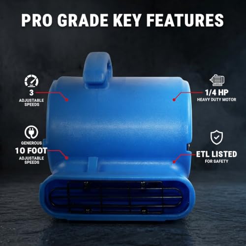 900 CFM Industrial Air Mover Fan for Carpet Drying Floor Cooling Heavy Duty