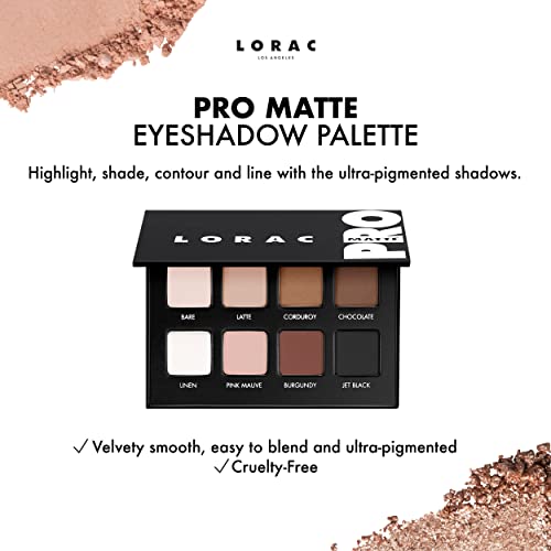 LORAC PRO Matte & Shimmer Eyeshadow Palette - High Pigment, Mirror Compact, Pro Matte Edition
