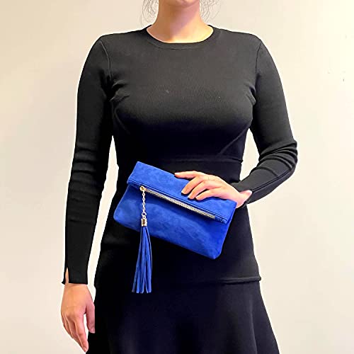 JNB Women's Faux Microsuede Foldover Mini Pouch