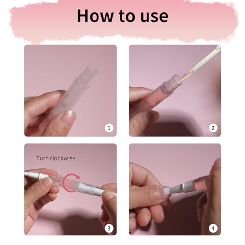 50 Pack 3ml Clear Twist Nail & Lip Oil Applicator Pens with Brush & Labels