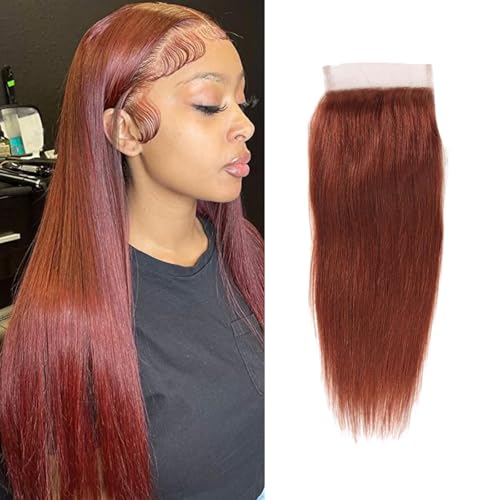 Reddish Brown 10 Inch Human Hair Lace Closure 5x5 Virgin Unprocessed Straight