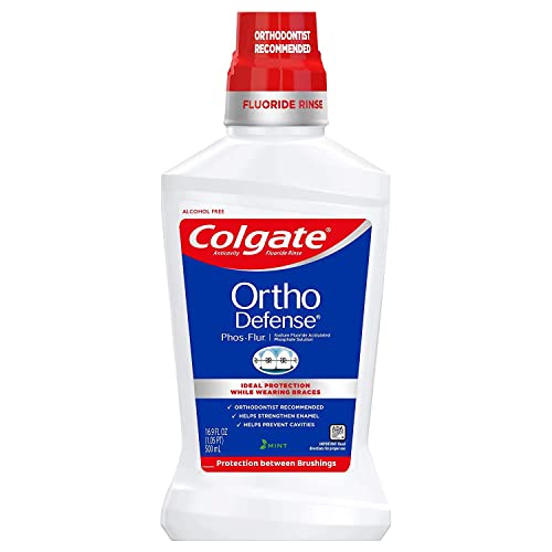 Colgate Phos-Flur Ortho Defense Anti-Cavity Fluoride Rinse, Mint – 16.9 oz (Pack of 2)