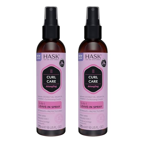HASK CURL CARE 5-IN-1 Leave-In Spray Conditioner 2 Piece Bundle- vegan formula, cruelty free, color safe, gluten-free, sulfate-free, paraben-free