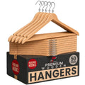 Natural Wooden Space-Saving Clothes Hangers with Cascading Rings - 50 Pack