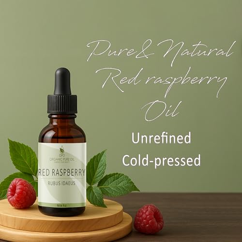 Red Raspberry Seed Oil - Organic Cold-Pressed Face & Body Moisturizer - 4 oz Glass Bottle & Dropper