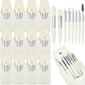 Travel Makeup Brush Set with Bag - 12 Pcs Synthetic Face & Eye Brushes for Women - White
