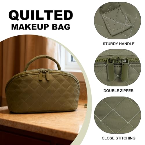 Makeup Bag,Quilted Puffer Cosmetic Bags,Travel Toiletry Bag for Women,Large Capacity Waterproof Make up Bag Set