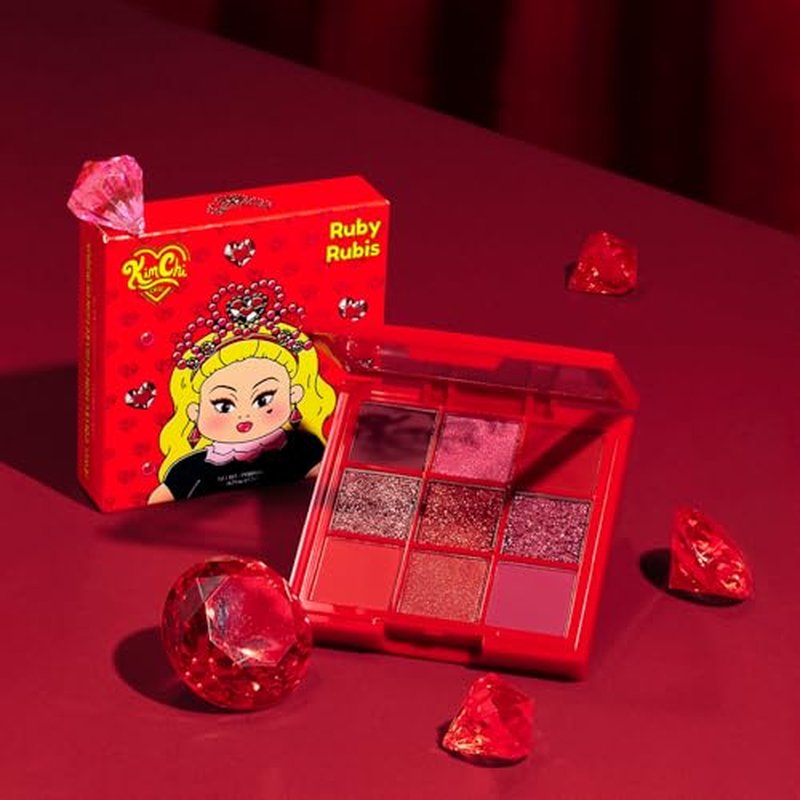 KimChiChic Beauty Jewel Collection Eyeshadow Palette - Highly Pigmented Matte & Glitter Shades, Blendable & Long Lasting, Cruelty Free, Ruby