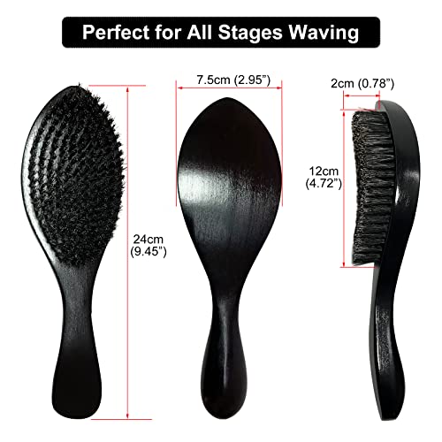 3PCS Silky Durags with Wave Brush Set for Men - Red, Black, Pearl White