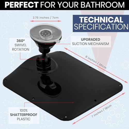 MIRRORVANA Fogless Shower Mirror for Shaving with Upgraded Suction, Dual Anti Fog Design, Shatterproof Surface & 360¡Æ Swivel, 8" x 7"