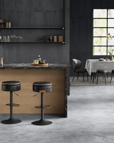 Ink Black 1 Pack Adjustable Swivel Bar Stool with Storage