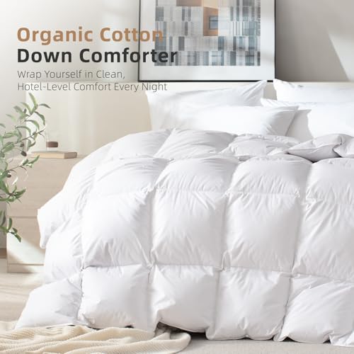 Queen Hungarian Feather Down Comforter 90x90in Organic Cotton Duvet Insert