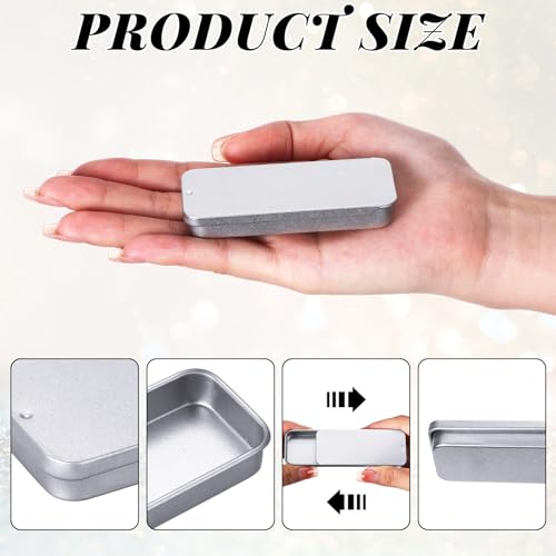 Silver Lip Balm Containers 100 Pack Small Rectangular Metal Tins with Sliding Lids