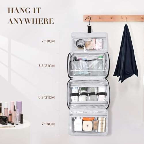 Travel Toiletry Bag,Water-resistant Makeup Cosmetic Bag with Jewelry Organizer Hanging Toiletry Bag for women Trips Camping Bathroom,Black