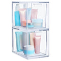 6.75-Inch Tall Clear Plastic Stackable Drawer Organizer Set for Cosmetics & Vanity Storage