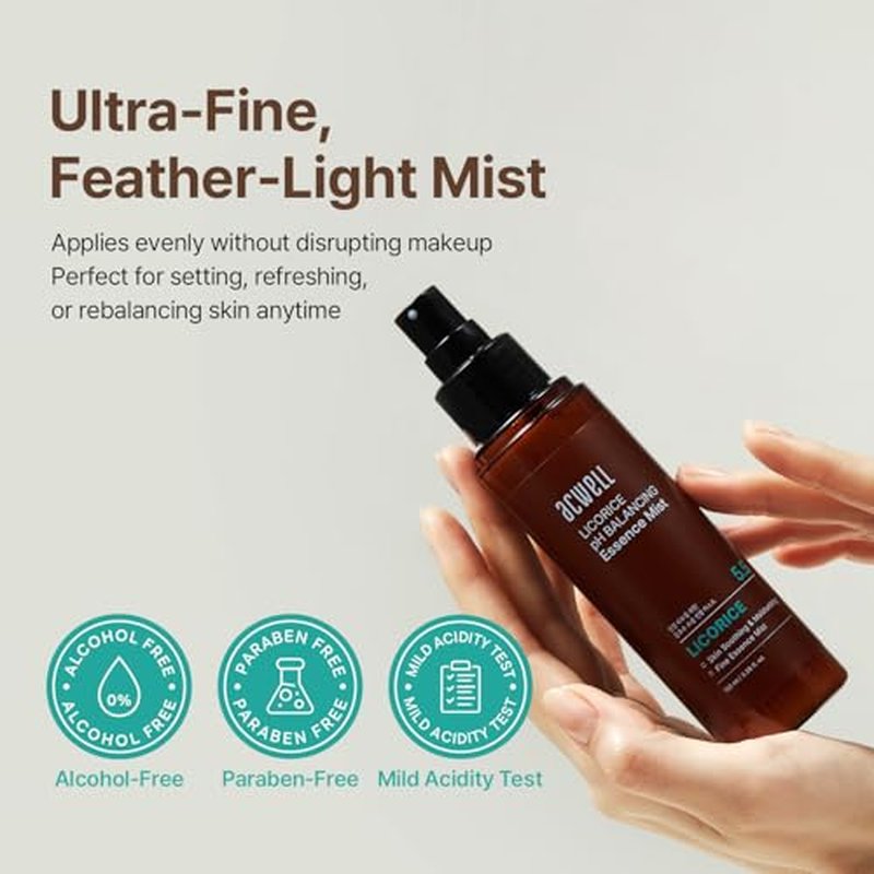 ACWELL Licorice pH Balancing Essence Hydrating Face Mist ? Ultra-Fine Facial Spray with Licorice, Triple Hyaluronic Acid & Panthenol, Soothing Hydration & Barrier Repair for Sensitive Skin, 3.38 fl oz