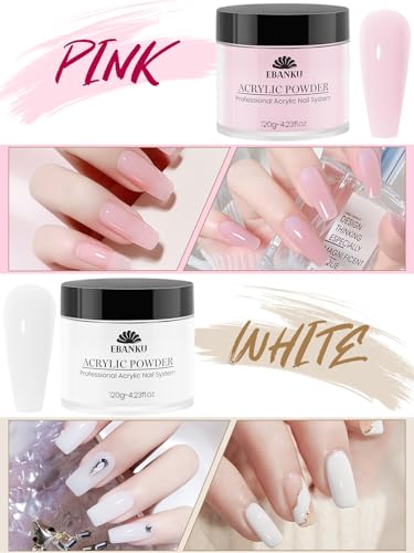 Acrylic Powder Set Nude Pink Milky White Clear 4 Colors - 4.23oz Each