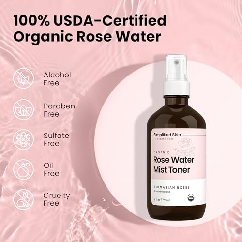 Rose Water Spray for Face & Hair ? Pure USDA Organic Rosewater Toner ? Refreshing Mist for Skin Care, Makeup & Locs ? Natural Rose Scent, 4 Oz