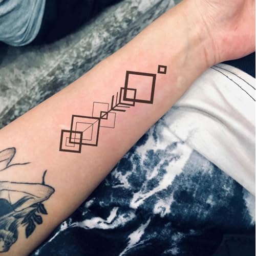 8 Sheets Arm Temporary Tattoos Arrow Heartbeat Moon Sun Square Triangle Totem Symbol
