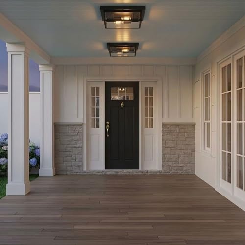 Outdoor Flush Mount Ceiling Light - Westover 12 Inch Black Finish