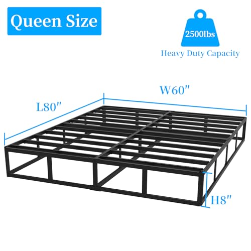 8 Inch Queen Box Spring - Heavy Duty Metal Mattress Foundation - Supports 3000 lbs - Variation: Queen / 8 Inch