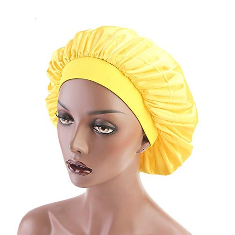 beauty YFJH Soft Satin Silk Salon Bonnet Night Sleeping Wide Band Hat Hair Loss Cap for Women
