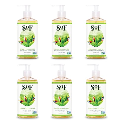 Green Tea Hand Wash Set - Moisturizing Sea Algae, Coconut & Olive Oil - Vegan, Non-GMO - 8 oz Bottles, Pack of 6