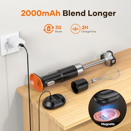 5-in-1 Cordless Immersion Blender with Removable 6000mAh Battery