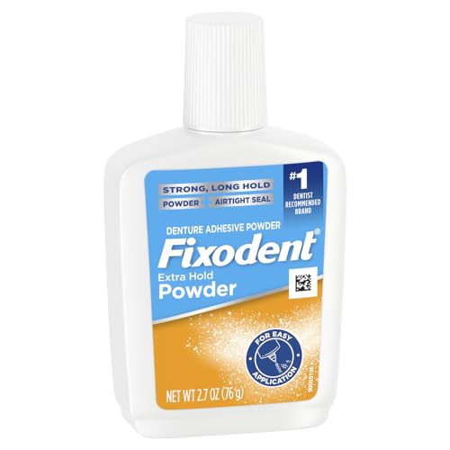 Fixodent Extra Hold Denture Adhesive Powder 2.7 Oz Pack of 4 - Strong All Day Hold