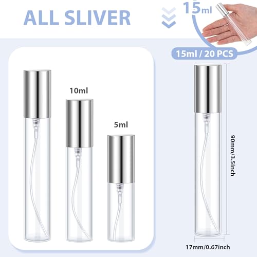 Yinder 25pcs 15ml Refillable Perfume Spray Bottles Silver - Travel & Cosmetic Containers