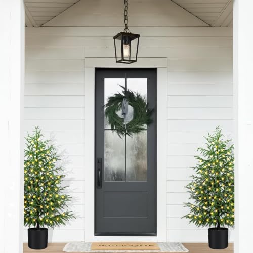 4FT Prelit Norfolk Pine Christmas Tree with 80 LED Lights - Battery Operated, 1 Pack