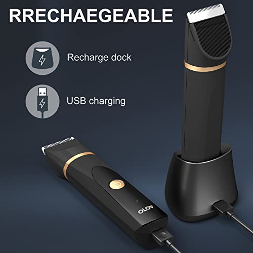 Men's Waterproof Body Hair Trimmer with Ceramic Blades & Nose Clipper