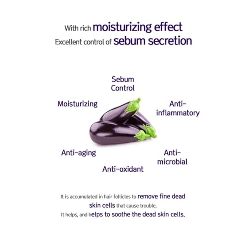 Eggplant Pore Cleansing Oil 5.07?fl?oz - Lightweight Oil Cleanser with Jojoba, Olive & Macadamia Oils to Dissolve Makeup and Balance Oily Skin, Korean Skincare