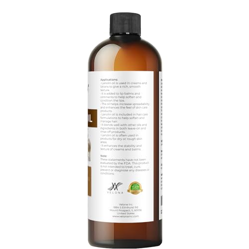 Velona Lanolin Oil - 16 Fl Oz Cold Pressed Pure Skin & Hair Moisturizer