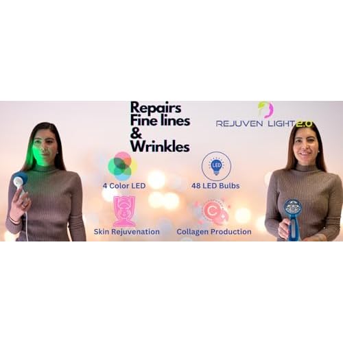 Rejuven 4-in-1 LED Light Therapy for Face Handheld LED Light Therapy Facial Massager Anti-Aging Wrinkle Reduction Device