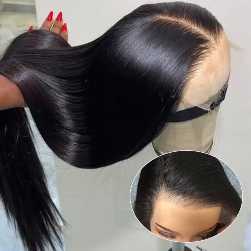 Black Lace Front Wig for Women - Pre Plucked, 13x6 HD Transparent Lace, 26 Inches, Variation: Black Wig