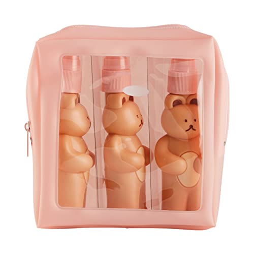 Bear Spray, Set of Cute Bear Look Delicate Bottles with Storage Bag Bathroom Sets Accessories Spray Bottle Bag Silicone Squeeze, Travel Bottles For Toiletries