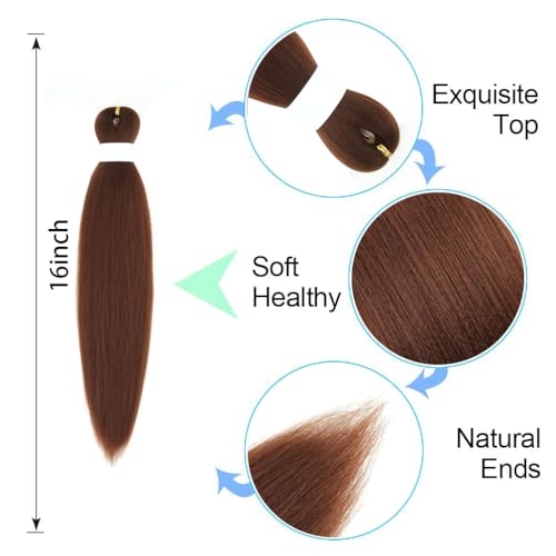 Pre-Stretched Braiding Hair Extensions - 8 Pack Yaki Texture, 16 Inches, Itch-Free