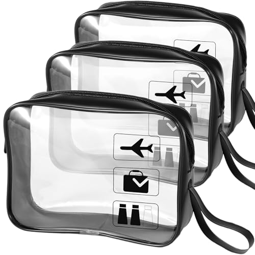 TSA Approved 3-Piece Clear Toiletry Bag Set for Travel & Airport Security