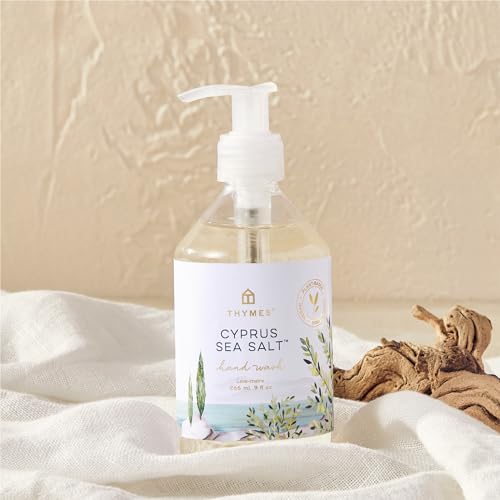 Thymes Hand Wash - Moisturizing Hand Soap Dispenser with Pump - Skin Care - Hydrating Liquid Soap Scented with Notes of Moroccan Rosemary, Sun-Kissed Sage, & Amalfi Lemon (Cyprus Sea Salt, 9 fl oz)